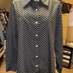 Foxcroft Ladies Size 16W Geometric Diamond Interlocking Print. Black &White. New